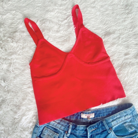 Vero Moda red knitted V neck tank top - Picture 1 of 5